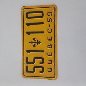 Vintage 1959 Québec Licence Plate Alluminum Not A Replica.
